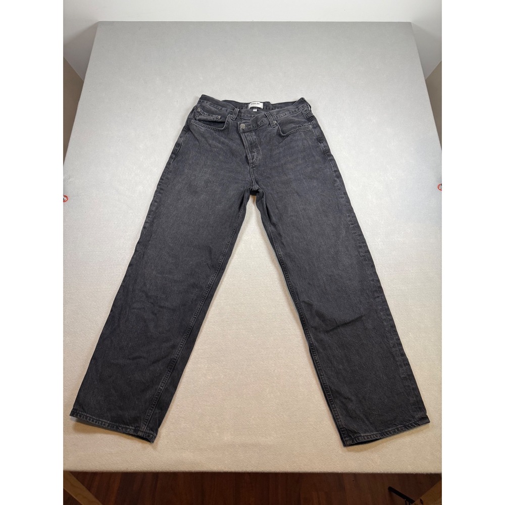 AGOLDE Criss Cross Upsize Jeans Faded Black High Rise Straight Leg Size 28